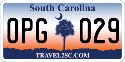 SC license plate OPG029