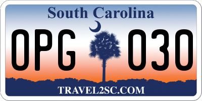 SC license plate OPG030