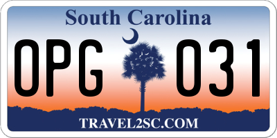SC license plate OPG031
