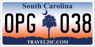 SC license plate OPG038