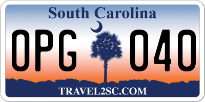 SC license plate OPG040