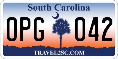 SC license plate OPG042