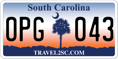 SC license plate OPG043