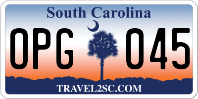 SC license plate OPG045