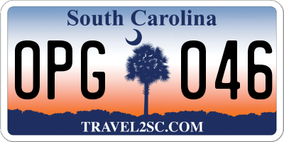 SC license plate OPG046