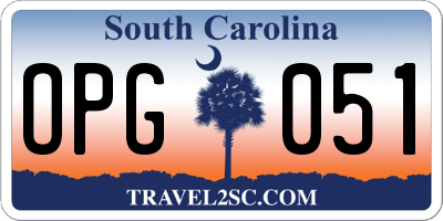 SC license plate OPG051