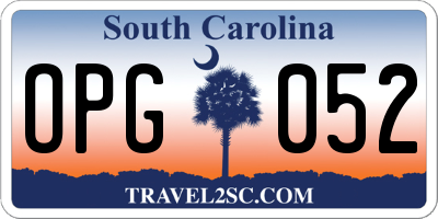 SC license plate OPG052