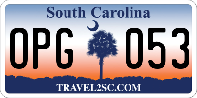 SC license plate OPG053