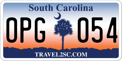 SC license plate OPG054