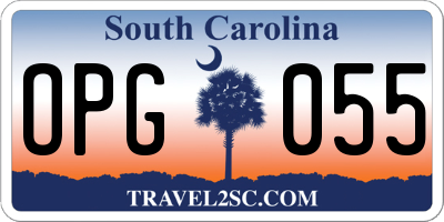 SC license plate OPG055