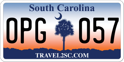 SC license plate OPG057