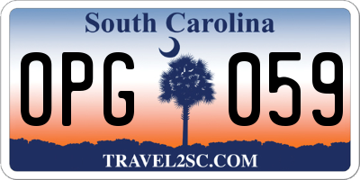 SC license plate OPG059