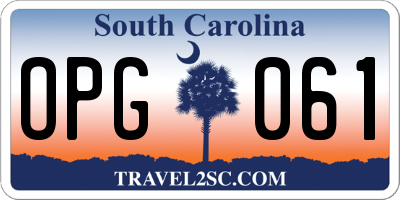 SC license plate OPG061