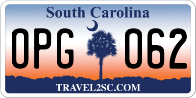 SC license plate OPG062