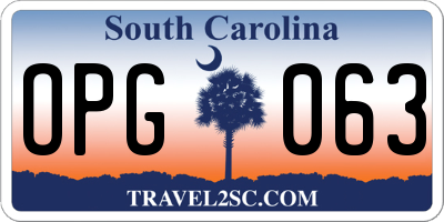 SC license plate OPG063