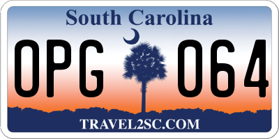 SC license plate OPG064