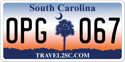 SC license plate OPG067