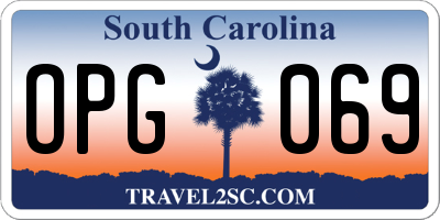 SC license plate OPG069