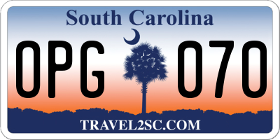 SC license plate OPG070