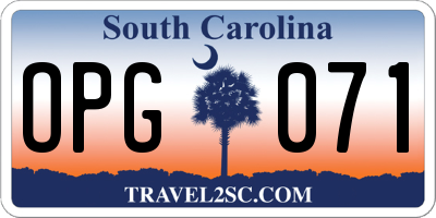 SC license plate OPG071