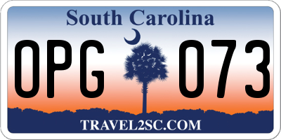 SC license plate OPG073