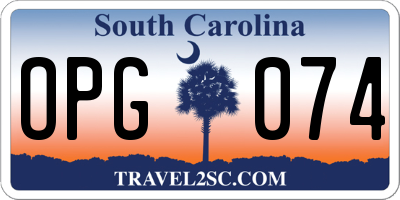 SC license plate OPG074