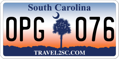 SC license plate OPG076