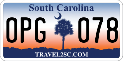 SC license plate OPG078