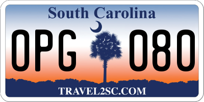 SC license plate OPG080