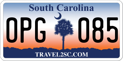 SC license plate OPG085