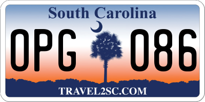 SC license plate OPG086