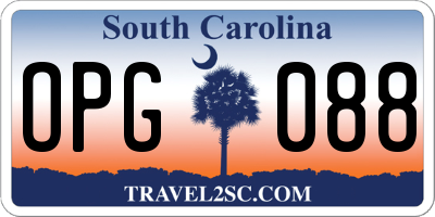 SC license plate OPG088