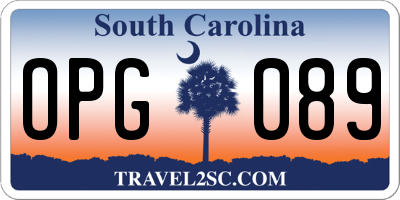 SC license plate OPG089