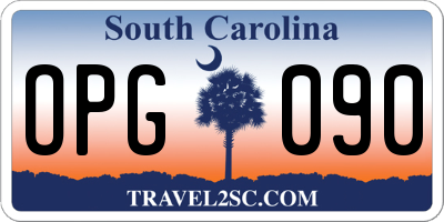 SC license plate OPG090
