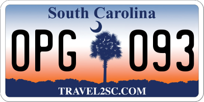 SC license plate OPG093