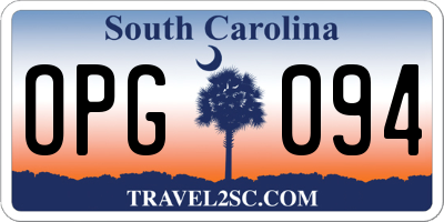 SC license plate OPG094