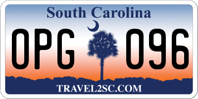 SC license plate OPG096