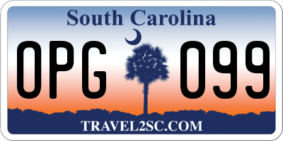 SC license plate OPG099