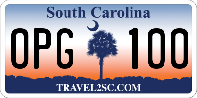 SC license plate OPG100
