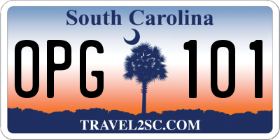 SC license plate OPG101