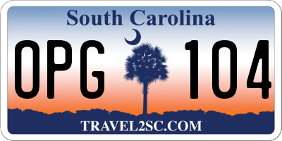 SC license plate OPG104