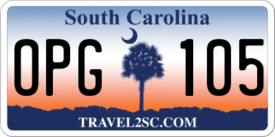 SC license plate OPG105