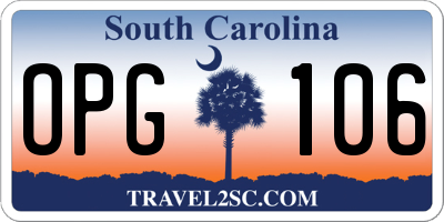 SC license plate OPG106