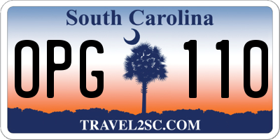 SC license plate OPG110