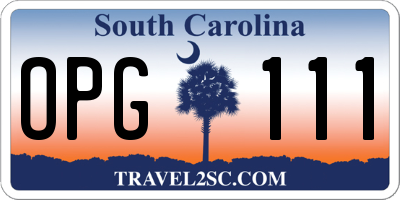 SC license plate OPG111