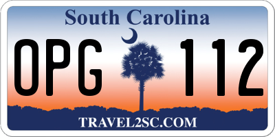 SC license plate OPG112