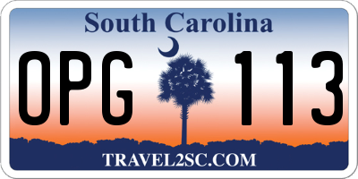 SC license plate OPG113
