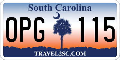 SC license plate OPG115