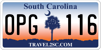 SC license plate OPG116