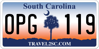 SC license plate OPG119
